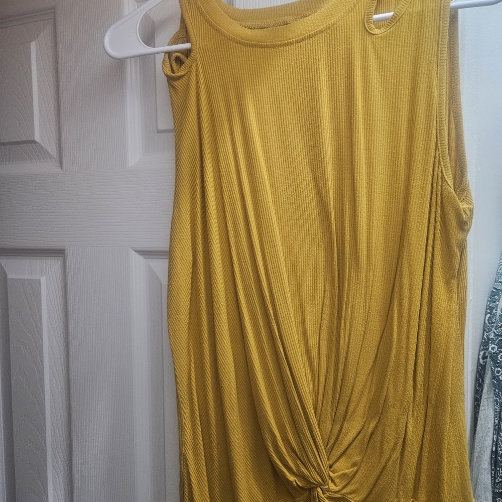 Mustard Yellow Sleeveless Knotted Top